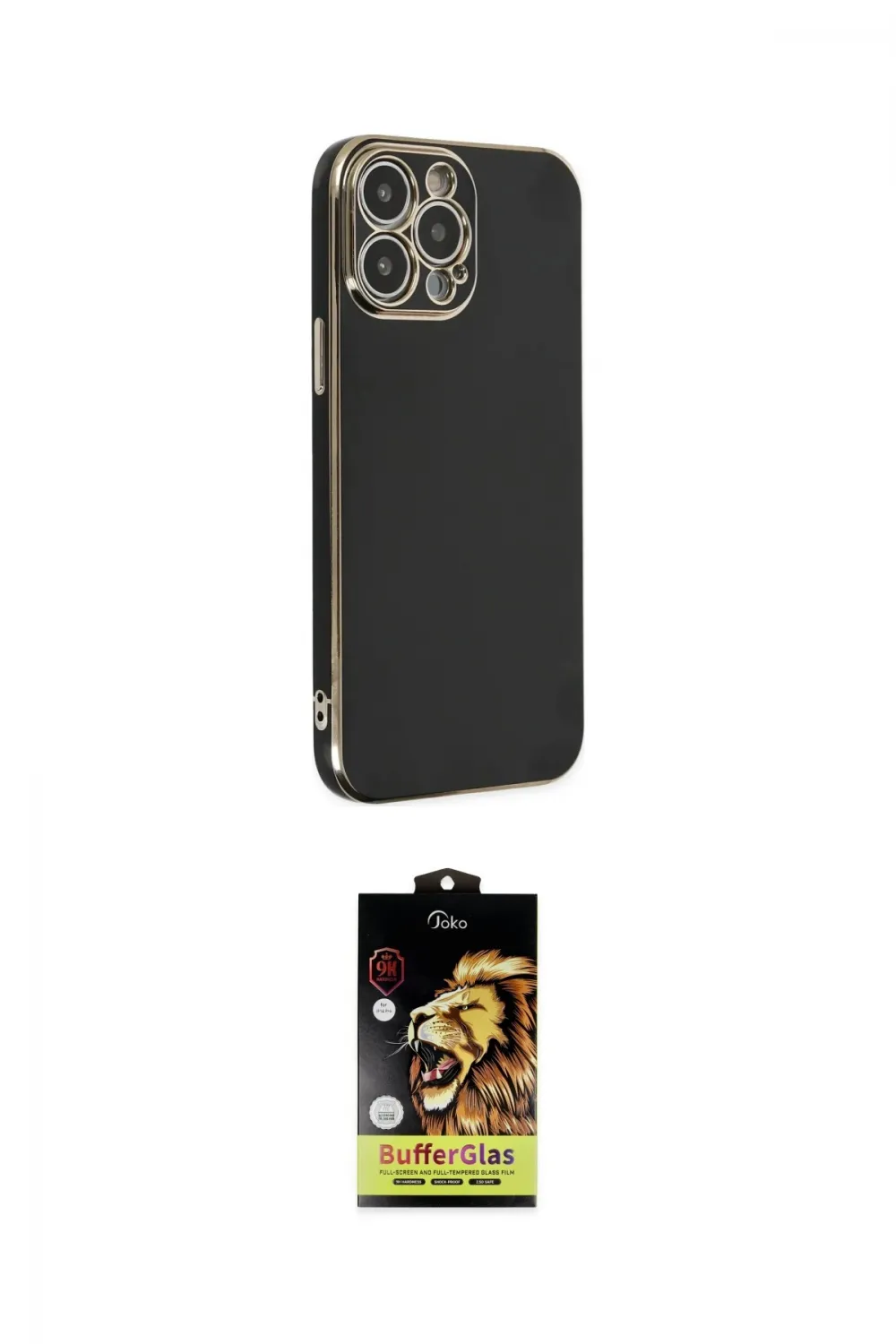 ieg™ iPhone 14 Pro Max Kılıf Yankı Serisi - Siyah Buffer Cam Ekran Koruyucu