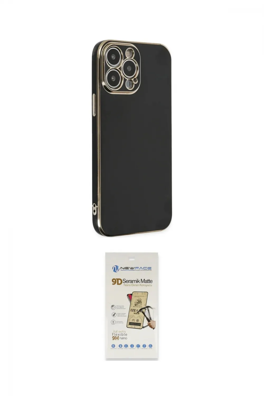 ieg™ iPhone 14 Pro Max Kılıf Yankı Serisi - Siyah Mat Seramik Nano Ekran Koruyucu