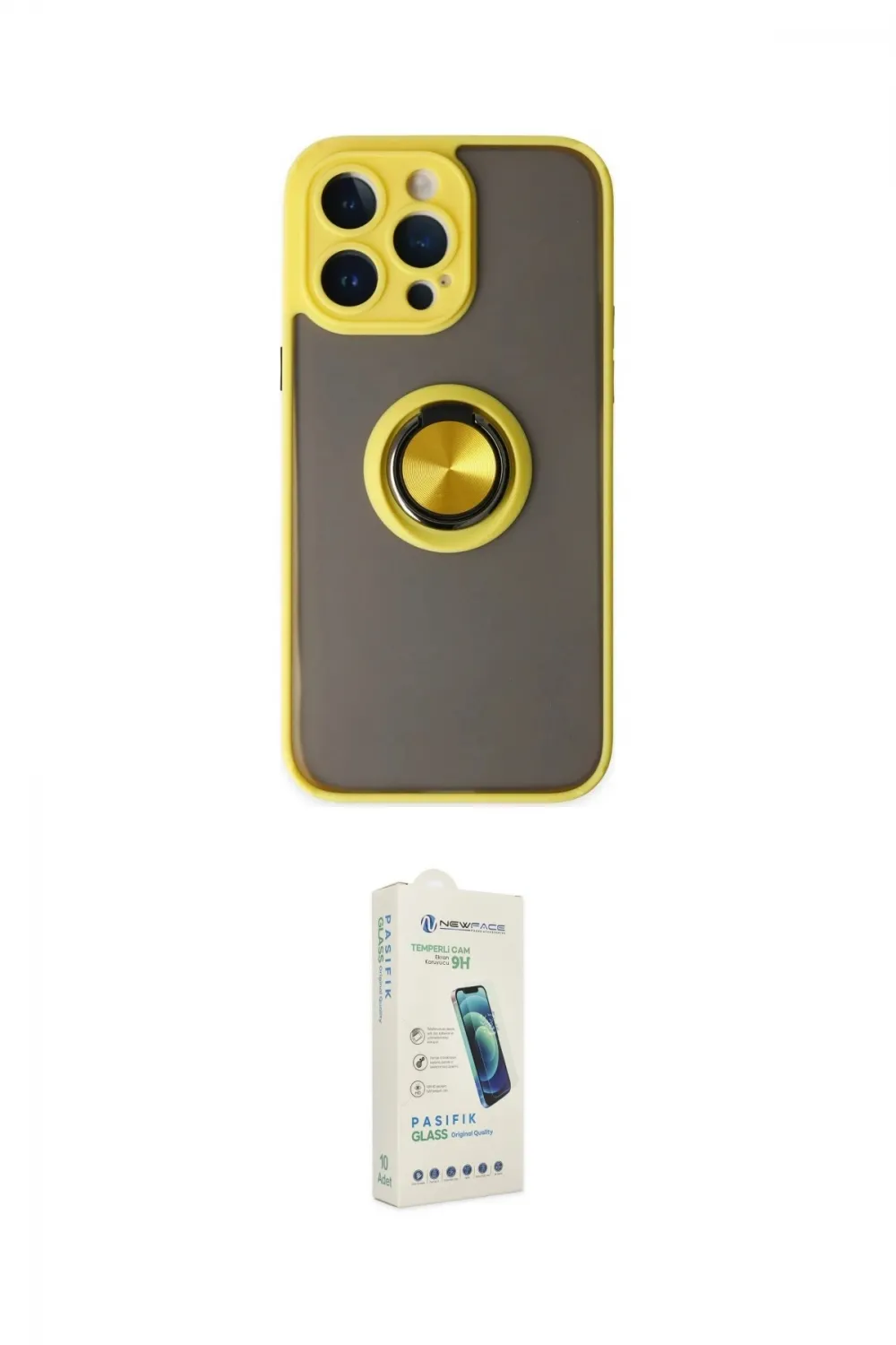 ieg™ iPhone 14 Pro Max Kılıf Yörünge Çizgi - Şeffaf Pasifik Cam Ekran Koruyucu