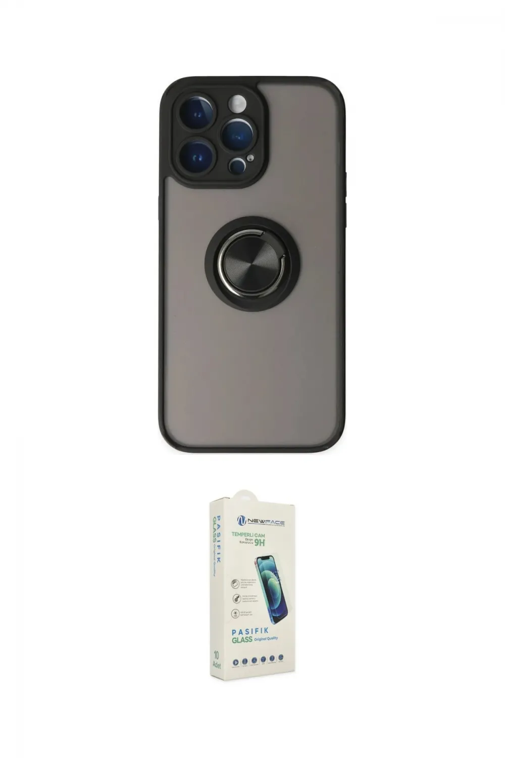 ieg™ iPhone 14 Pro Max Kılıf Yörünge Çizgi - Şeffaf Pasifik Cam Ekran Koruyucu