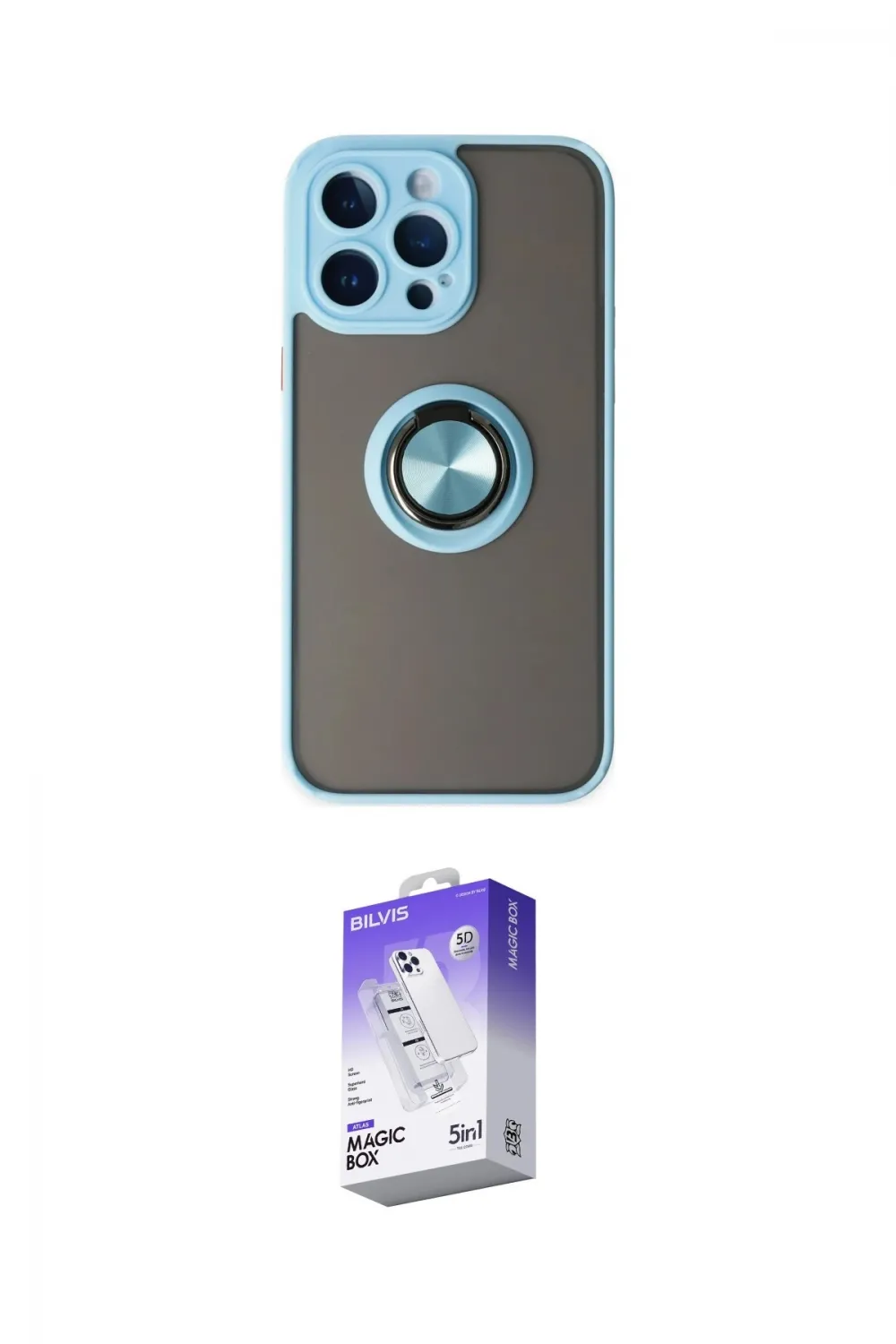 ieg™ iPhone 14 Pro Max Kılıf Yörünge Çizgi - Siyah Bilvis 5in1 3D Magic Cam Ekran Koruyucu