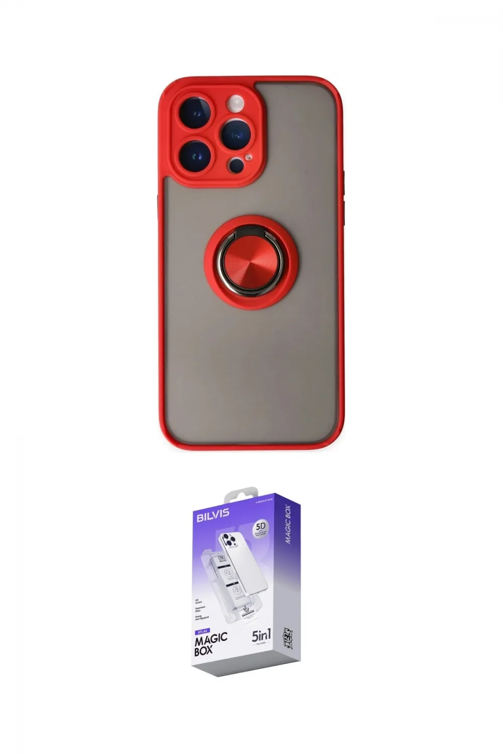 ieg™ iPhone 14 Pro Max Kılıf Yörünge Çizgi - Siyah Bilvis 5in1 3D Magic Cam Ekran Koruyucu