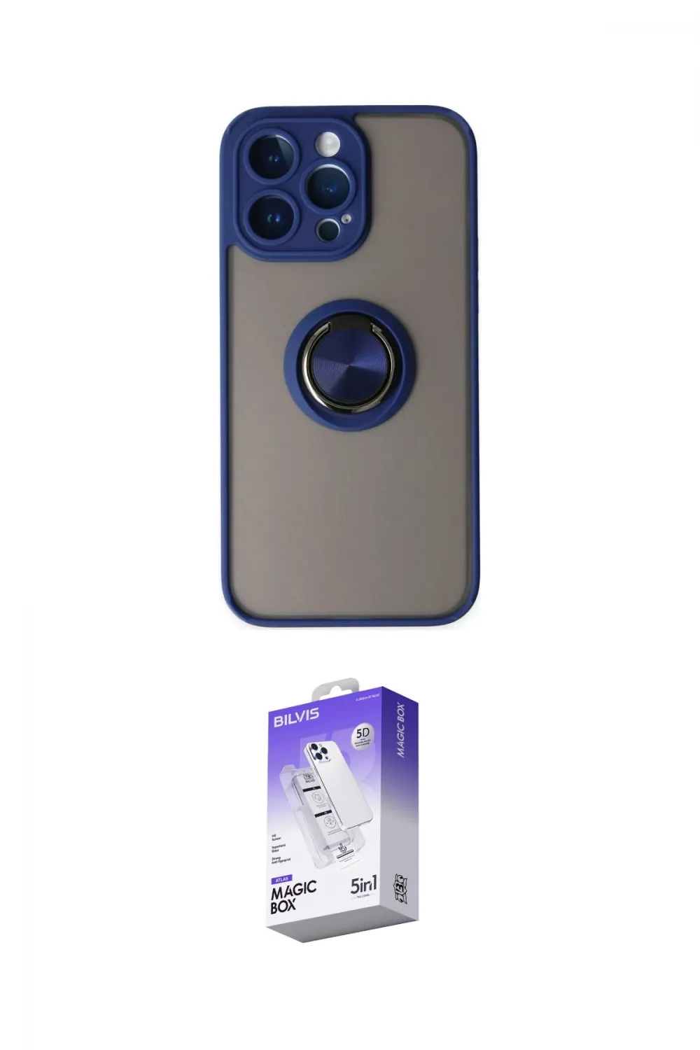 ieg™ iPhone 14 Pro Max Kılıf Yörünge Çizgi - Siyah Bilvis 5in1 3D Magic Cam Ekran Koruyucu