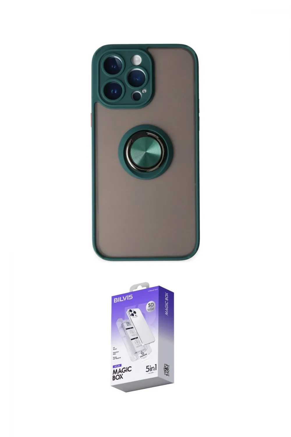 ieg™ iPhone 14 Pro Max Kılıf Yörünge Çizgi - Siyah Bilvis 5in1 3D Magic Cam Ekran Koruyucu