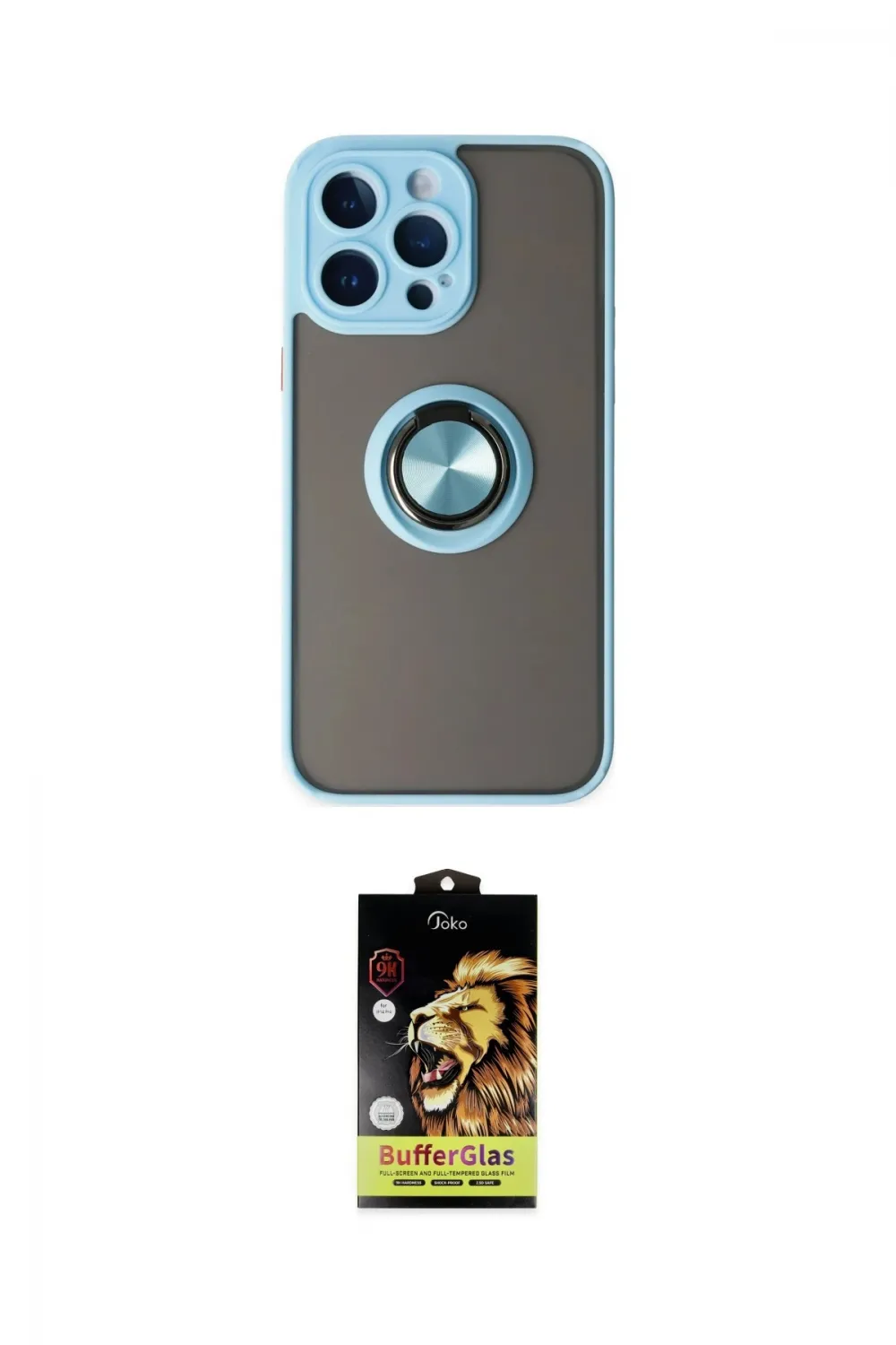 ieg™ iPhone 14 Pro Max Kılıf Yörünge Çizgi - Siyah Buffer Cam Ekran Koruyucu