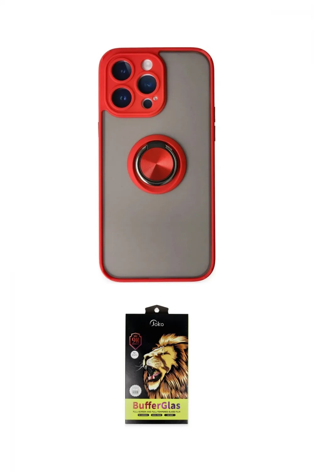 ieg™ iPhone 14 Pro Max Kılıf Yörünge Çizgi - Siyah Buffer Cam Ekran Koruyucu