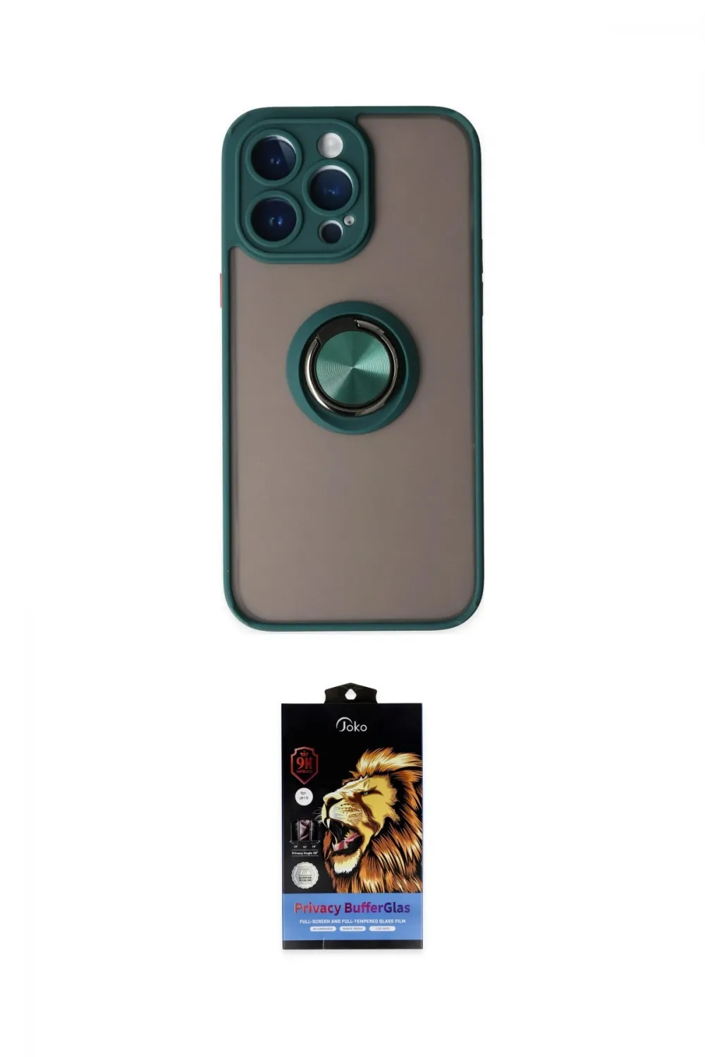 ieg™ iPhone 14 Pro Max Kılıf Yörünge Çizgi - Siyah Buffer Hayalet Cam Ekran Koruyucu