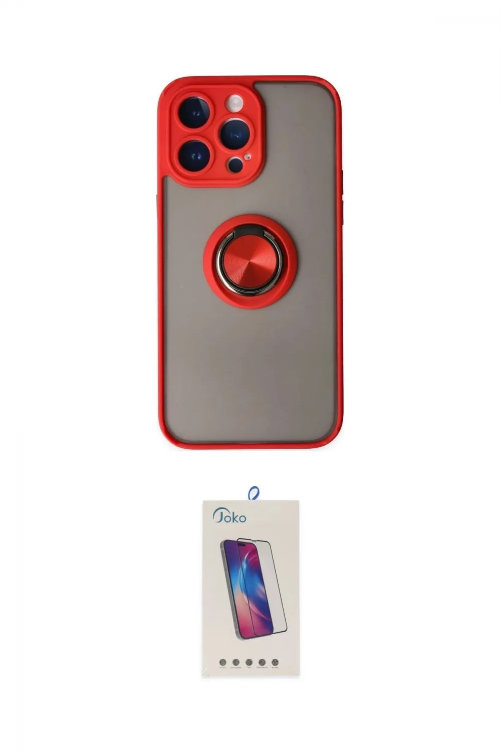 ieg™ iPhone 14 Pro Max Kılıf Yörünge Çizgi - Siyah Joko 5D Cam