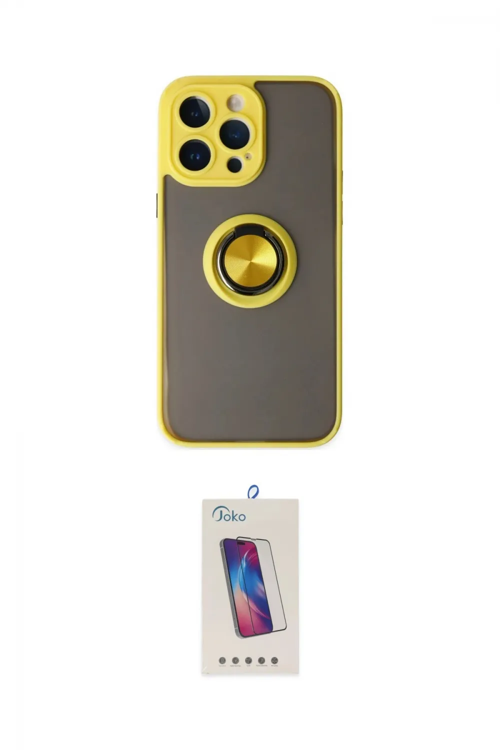 ieg™ iPhone 14 Pro Max Kılıf Yörünge Çizgi - Siyah Joko 5D Cam
