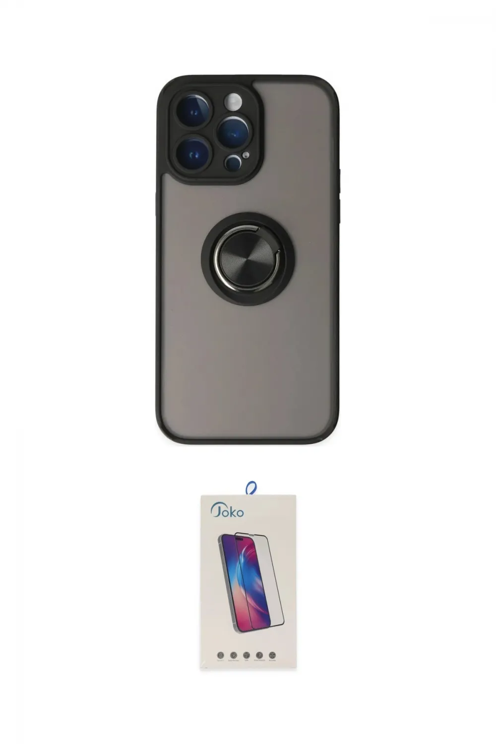 ieg™ iPhone 14 Pro Max Kılıf Yörünge Çizgi - Siyah Joko 5D Cam