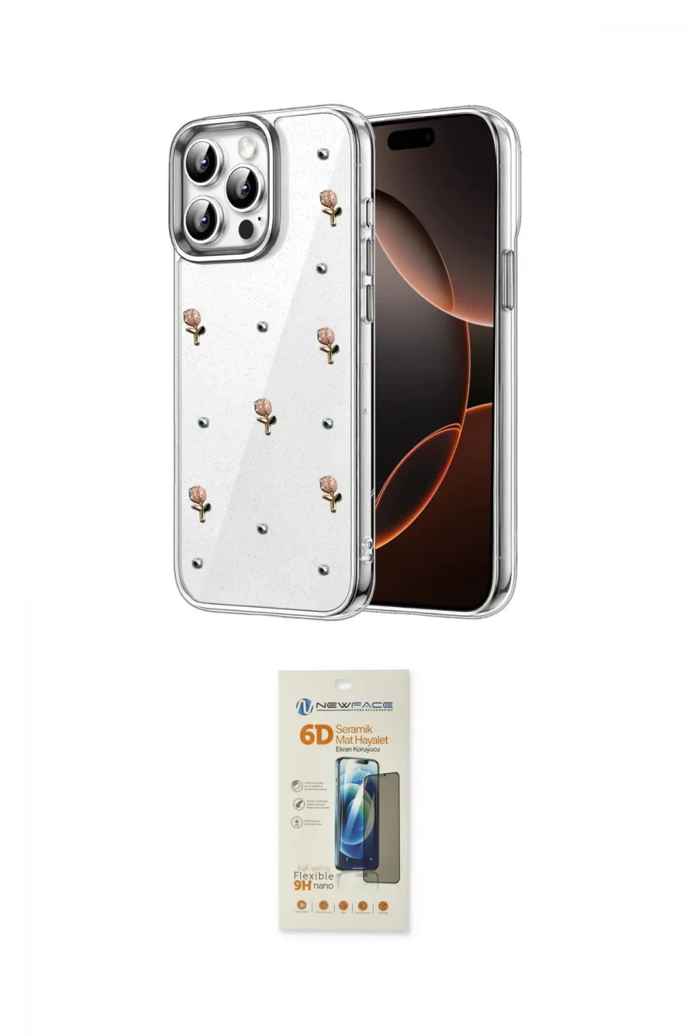 ieg™ iPhone 14 Pro Max Kılıf Yörünge Form - Siyah 6D Mat Seramik Hayalet Nano Ekran Koruyucu
