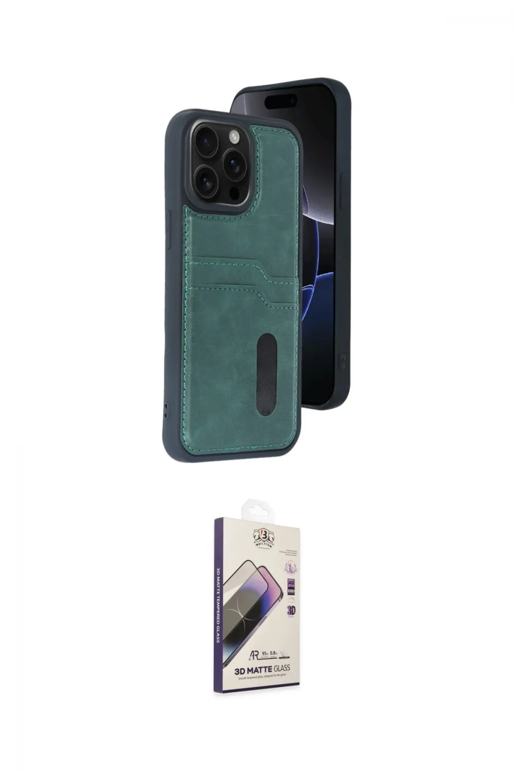 ieg™ iPhone 14 Pro Max Kılıf Yörünge Işık Serisi - Siyah Bilvis 3D Mat Cam Ekran Koruyucu
