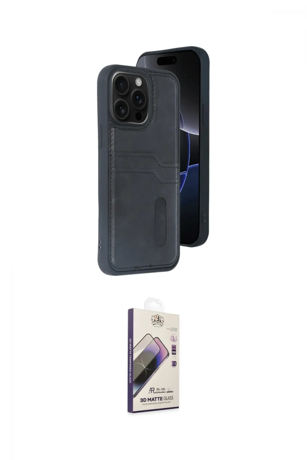 ieg™ iPhone 14 Pro Max Kılıf Yörünge Işık Serisi - Siyah Bilvis 3D Mat Cam Ekran Koruyucu