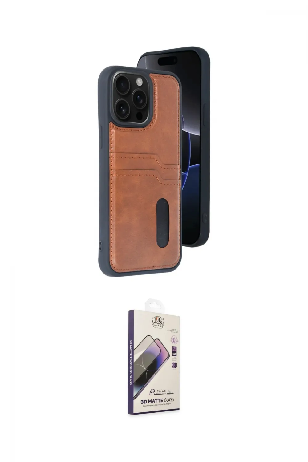 ieg™ iPhone 14 Pro Max Kılıf Yörünge Işık Serisi - Siyah Bilvis 3D Mat Cam Ekran Koruyucu