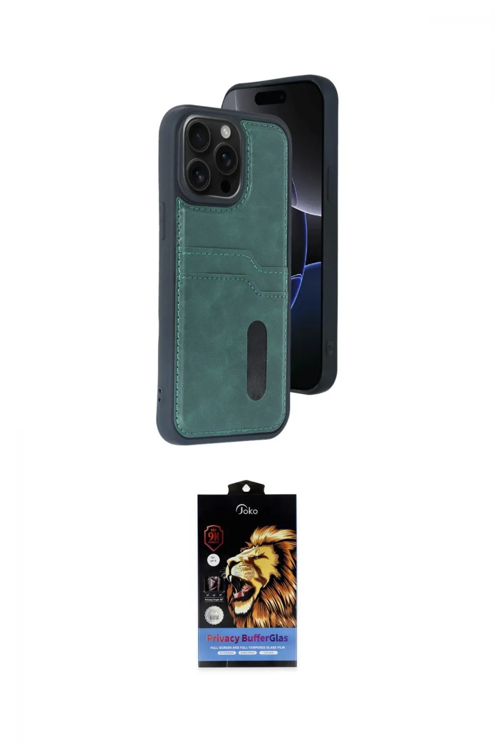 ieg™ iPhone 14 Pro Max Kılıf Yörünge Işık Serisi - Siyah Buffer Hayalet Cam Ekran Koruyucu