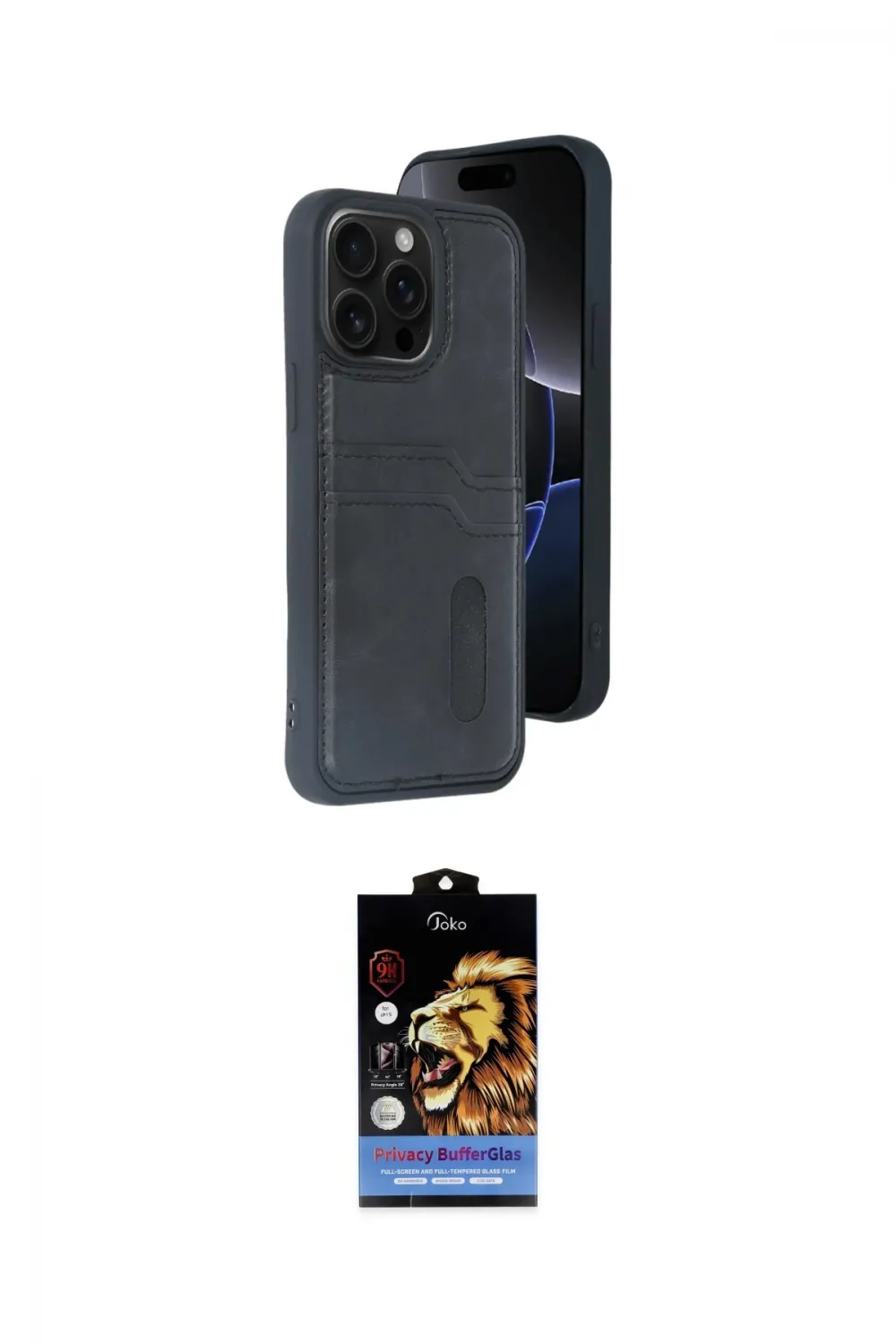 ieg™ iPhone 14 Pro Max Kılıf Yörünge Işık Serisi - Siyah Buffer Hayalet Cam Ekran Koruyucu