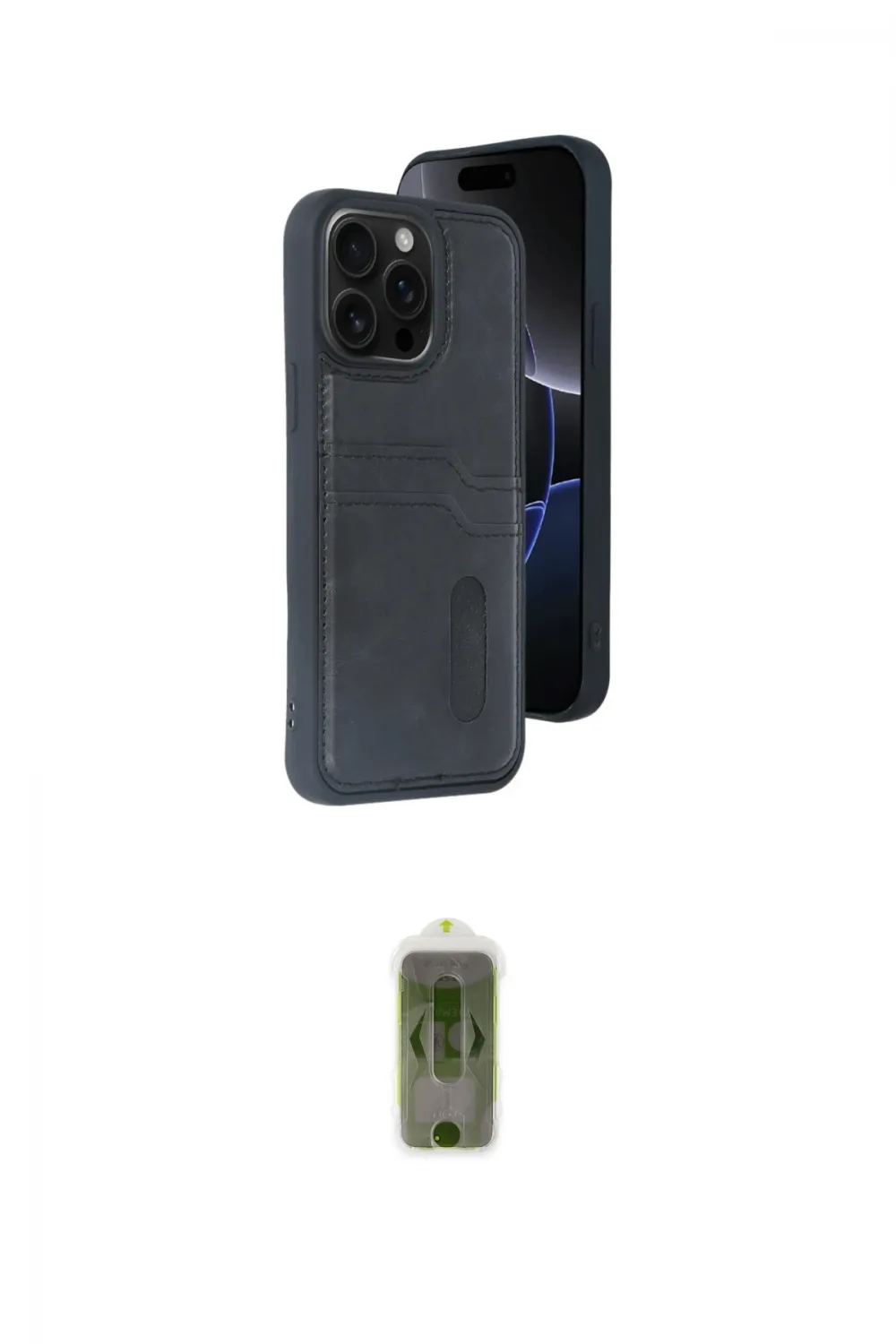 ieg™ iPhone 14 Pro Max Kılıf Yörünge Işık Serisi - Siyah Joko Magic 5D Hayalet Cam