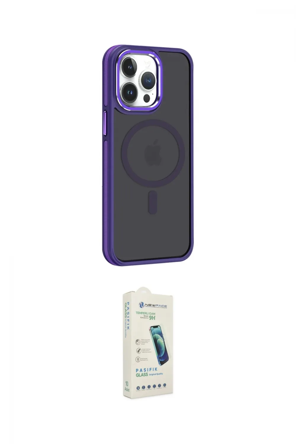 ieg™ iPhone 14 Pro Max Kılıf Yörünge Klasik - Şeffaf Pasifik Cam Ekran Koruyucu