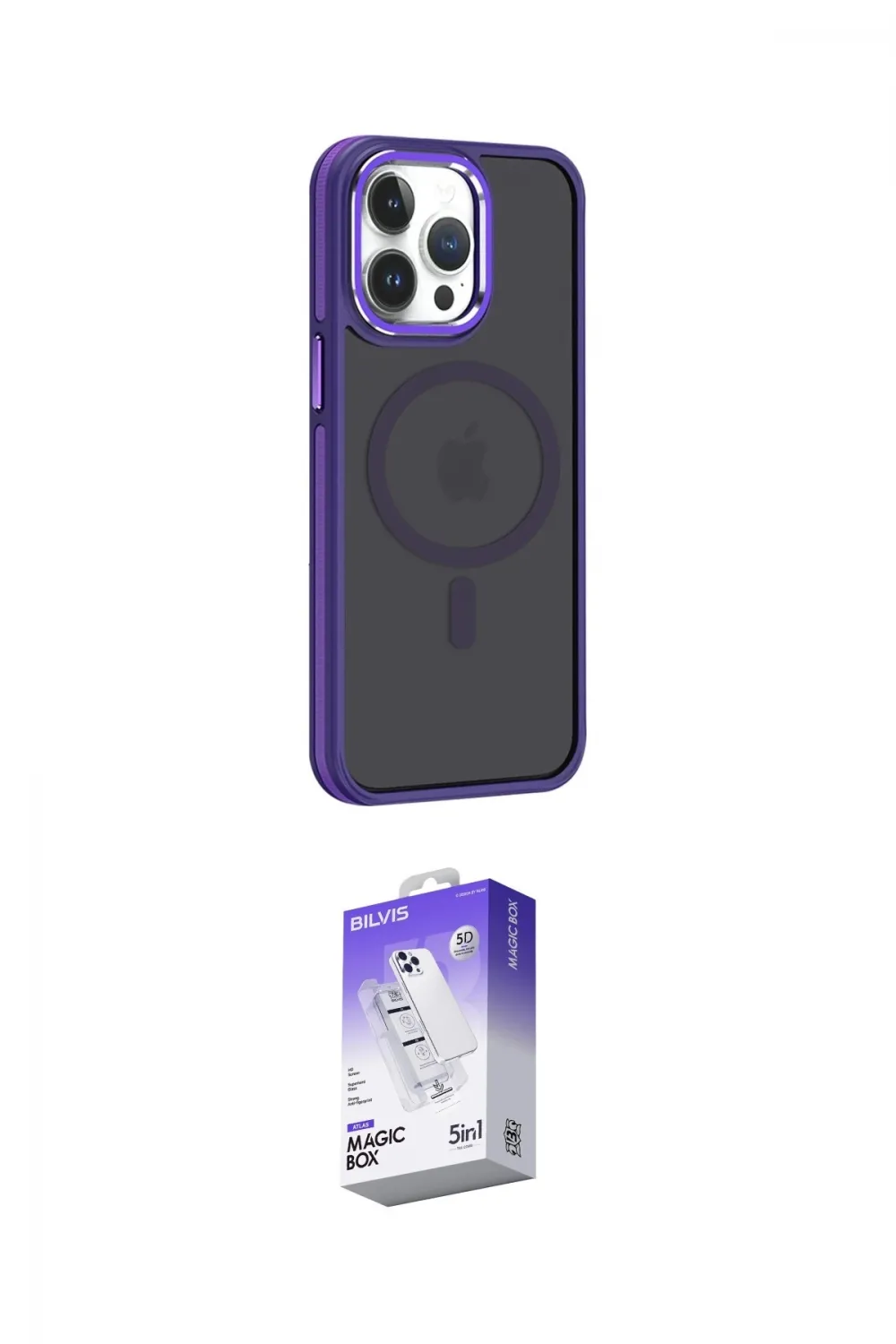 ieg™ iPhone 14 Pro Max Kılıf Yörünge Klasik - Siyah Bilvis 5in1 3D Magic Cam Ekran Koruyucu