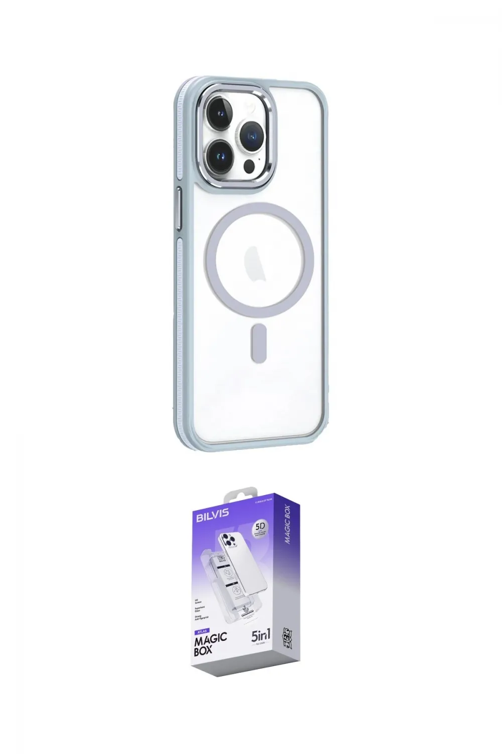 ieg™ iPhone 14 Pro Max Kılıf Yörünge Klasik - Siyah Bilvis 5in1 3D Magic Cam Ekran Koruyucu