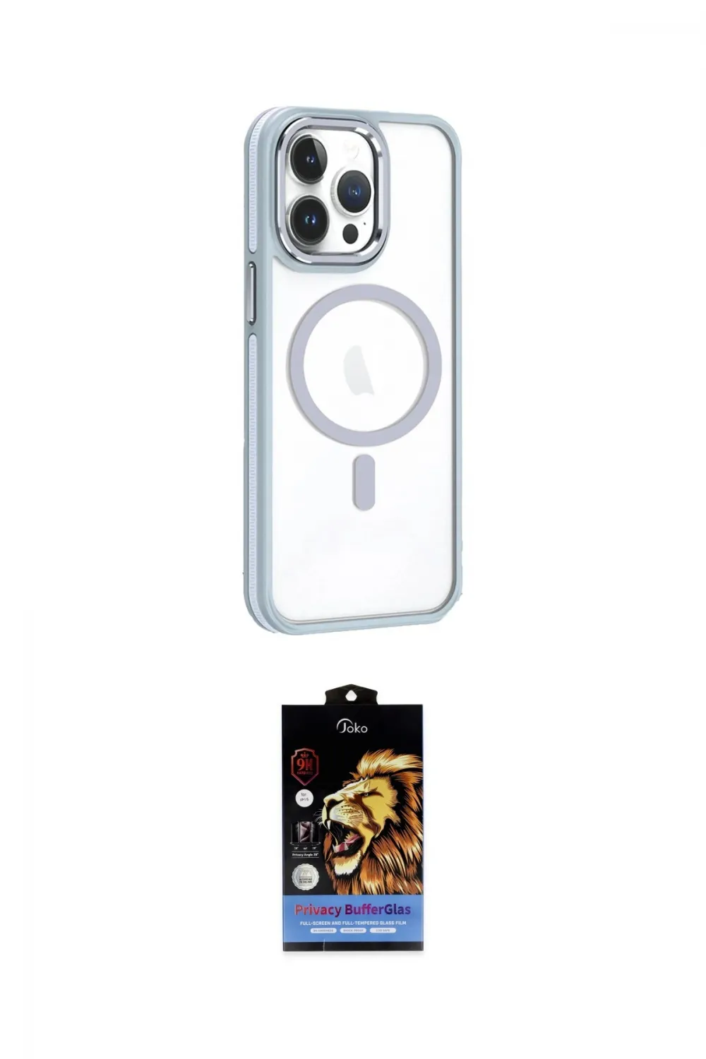 ieg™ iPhone 14 Pro Max Kılıf Yörünge Klasik - Siyah Buffer Hayalet Cam Ekran Koruyucu