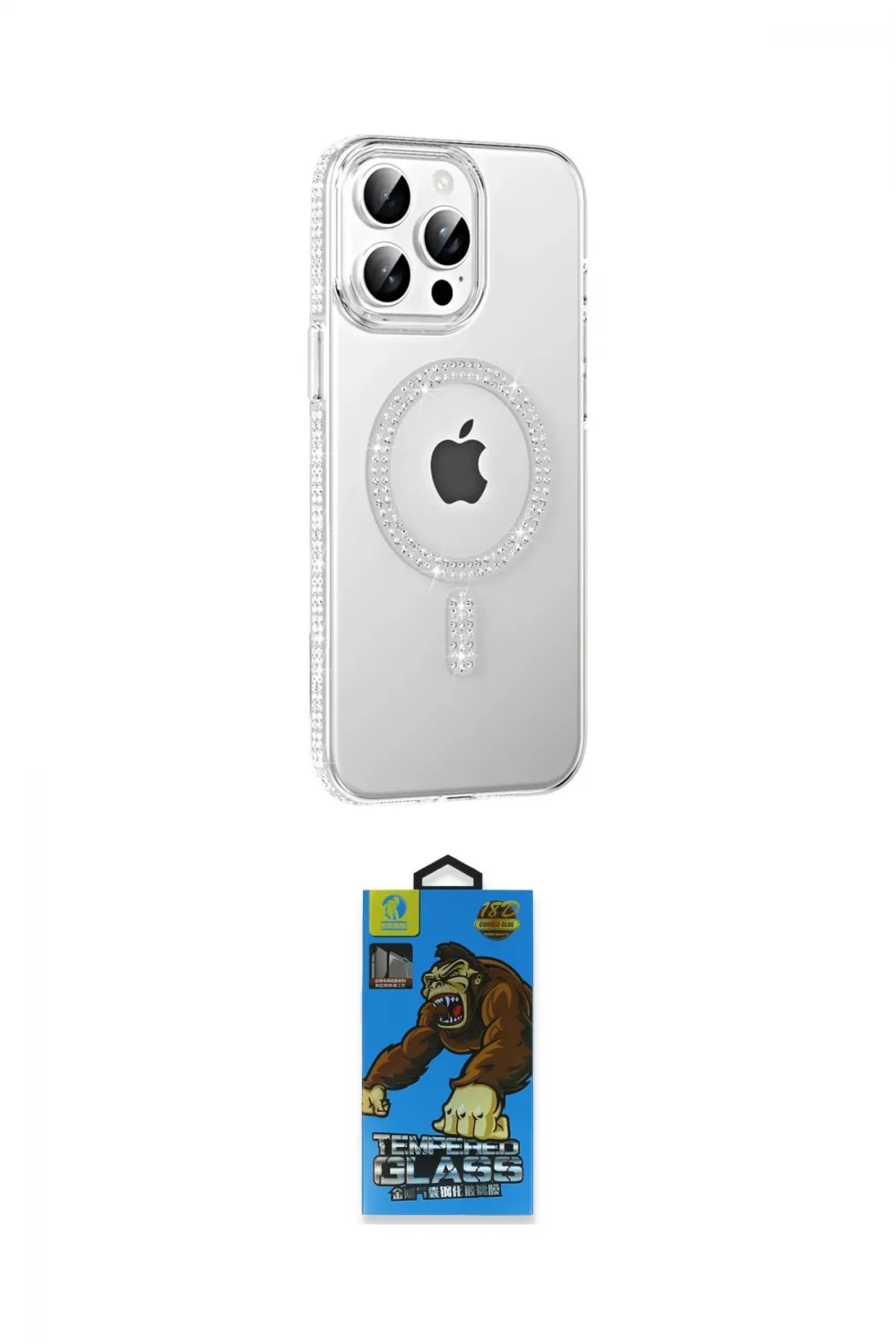 ieg™ iPhone 14 Pro Max Kılıf Yörünge Koleksiyonu - Siyah 18D Cam Ekran Koruyucu