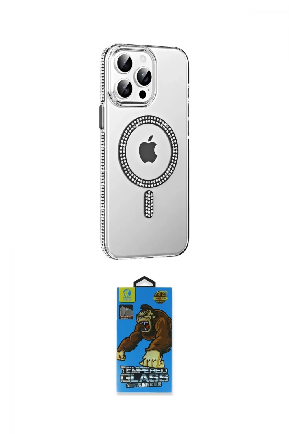 ieg™ iPhone 14 Pro Max Kılıf Yörünge Koleksiyonu - Siyah 18D Cam Ekran Koruyucu