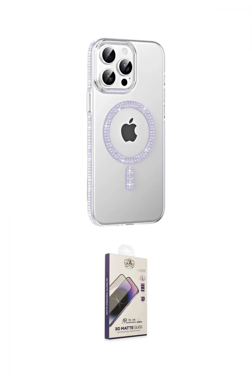 ieg™ iPhone 14 Pro Max Kılıf Yörünge Koleksiyonu - Siyah Bilvis 3D Mat Cam Ekran Koruyucu