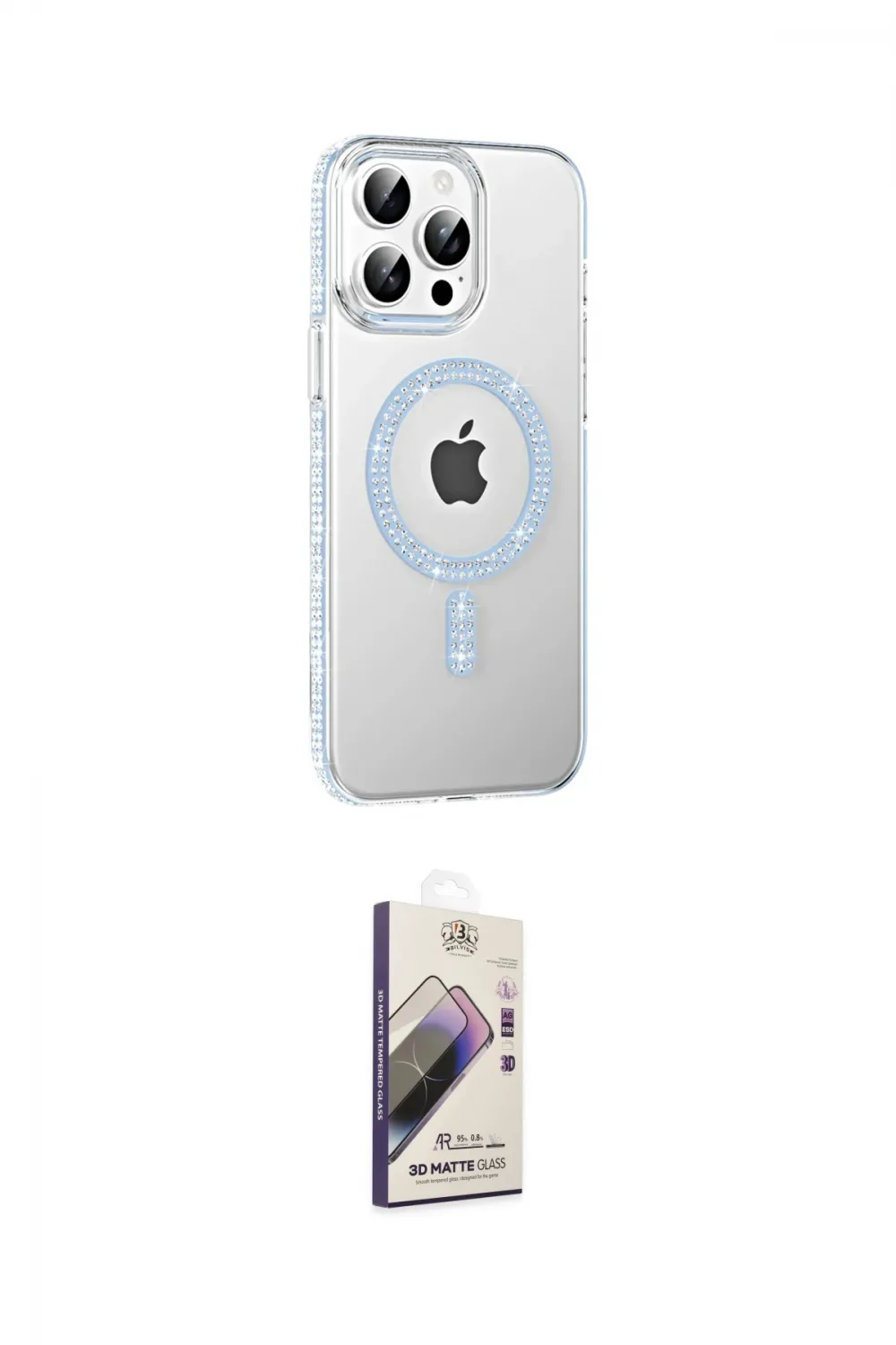 ieg™ iPhone 14 Pro Max Kılıf Yörünge Koleksiyonu - Siyah Bilvis 3D Mat Cam Ekran Koruyucu