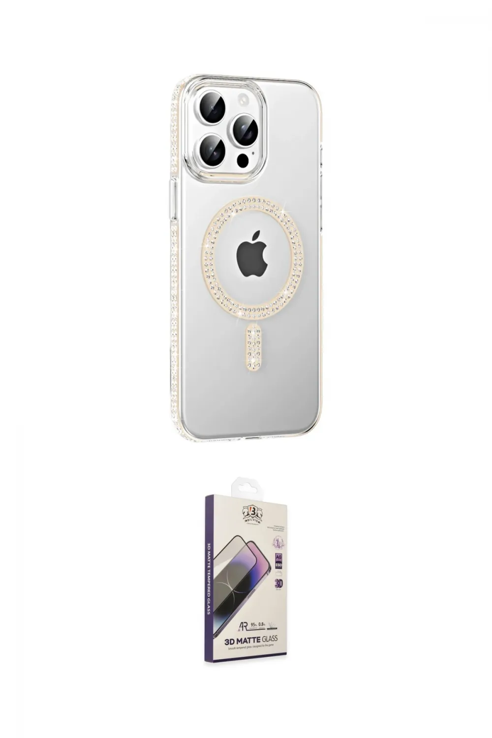 ieg™ iPhone 14 Pro Max Kılıf Yörünge Koleksiyonu - Siyah Bilvis 3D Mat Cam Ekran Koruyucu