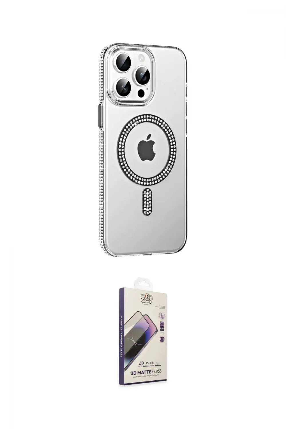 ieg™ iPhone 14 Pro Max Kılıf Yörünge Koleksiyonu - Siyah Bilvis 3D Mat Cam Ekran Koruyucu