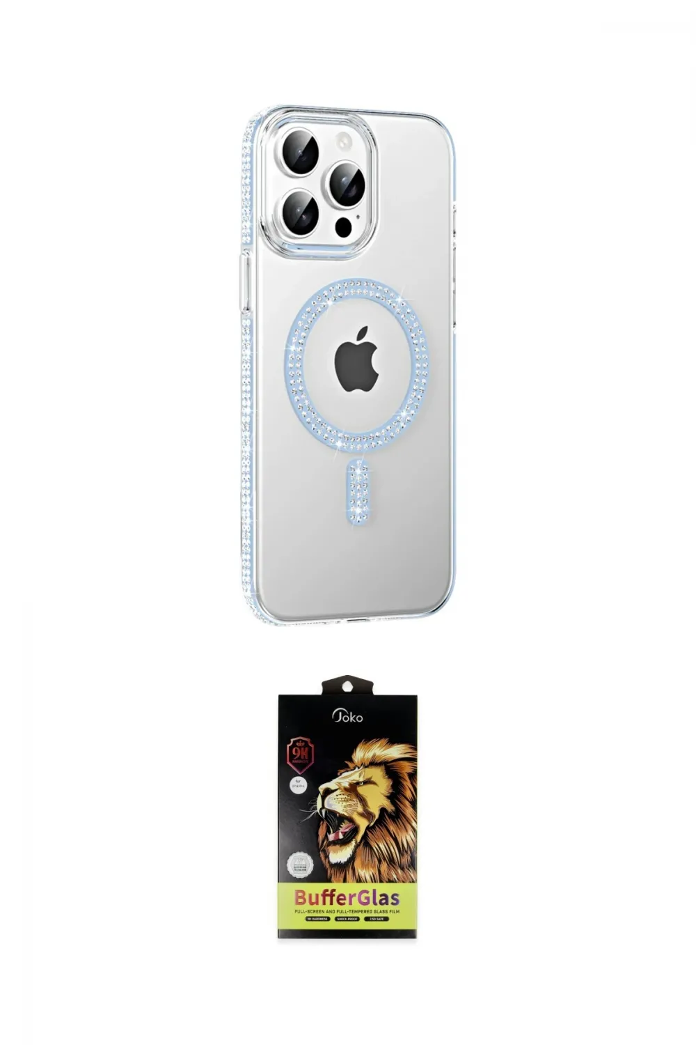 ieg™ iPhone 14 Pro Max Kılıf Yörünge Koleksiyonu - Siyah Buffer Cam Ekran Koruyucu
