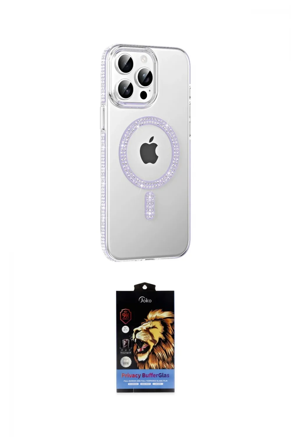 ieg™ iPhone 14 Pro Max Kılıf Yörünge Koleksiyonu - Siyah Buffer Hayalet Cam Ekran Koruyucu