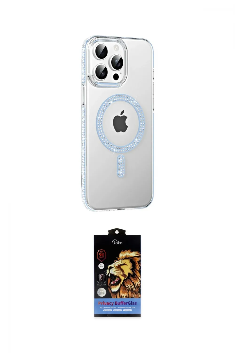 ieg™ iPhone 14 Pro Max Kılıf Yörünge Koleksiyonu - Siyah Buffer Hayalet Cam Ekran Koruyucu