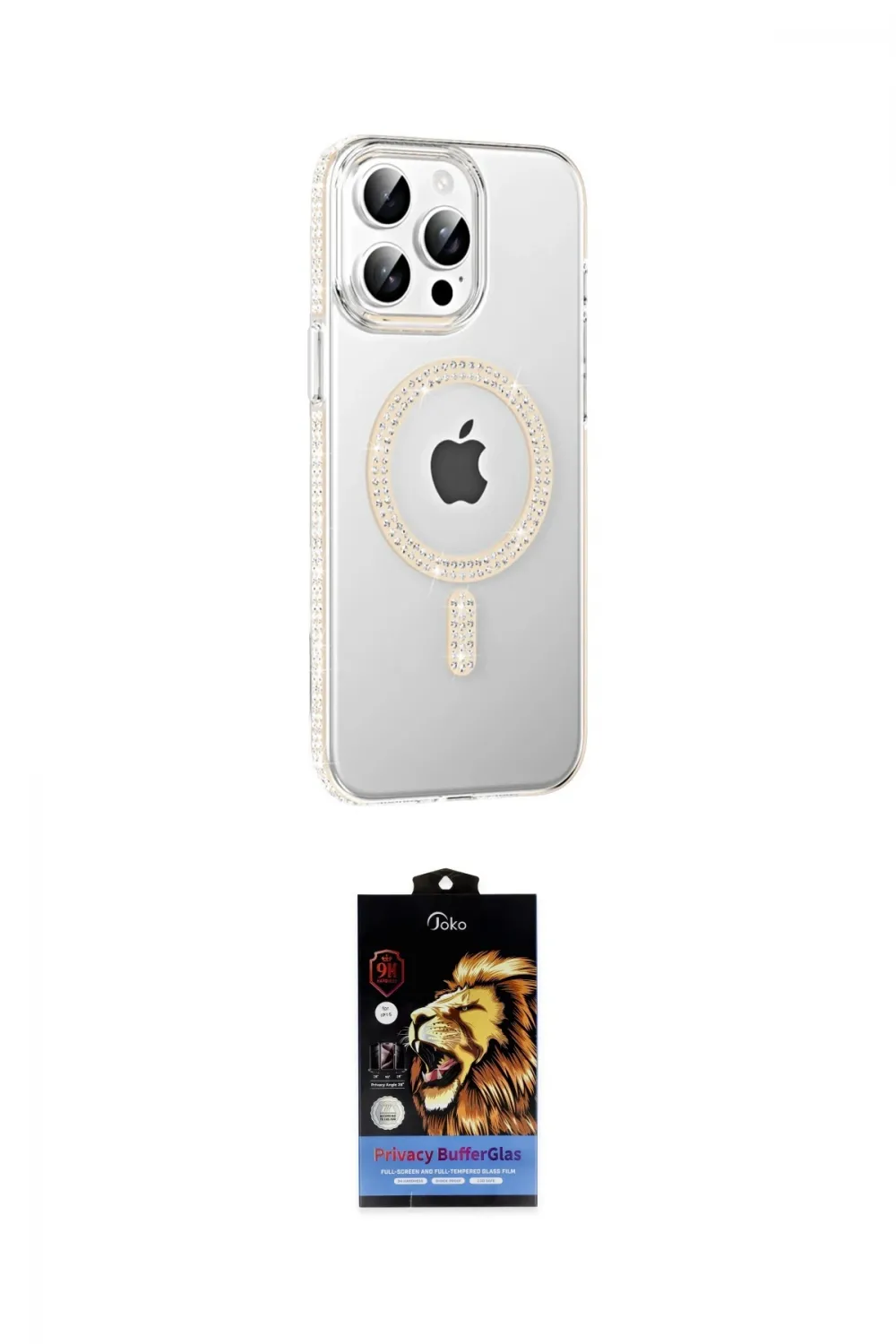 ieg™ iPhone 14 Pro Max Kılıf Yörünge Koleksiyonu - Siyah Buffer Hayalet Cam Ekran Koruyucu