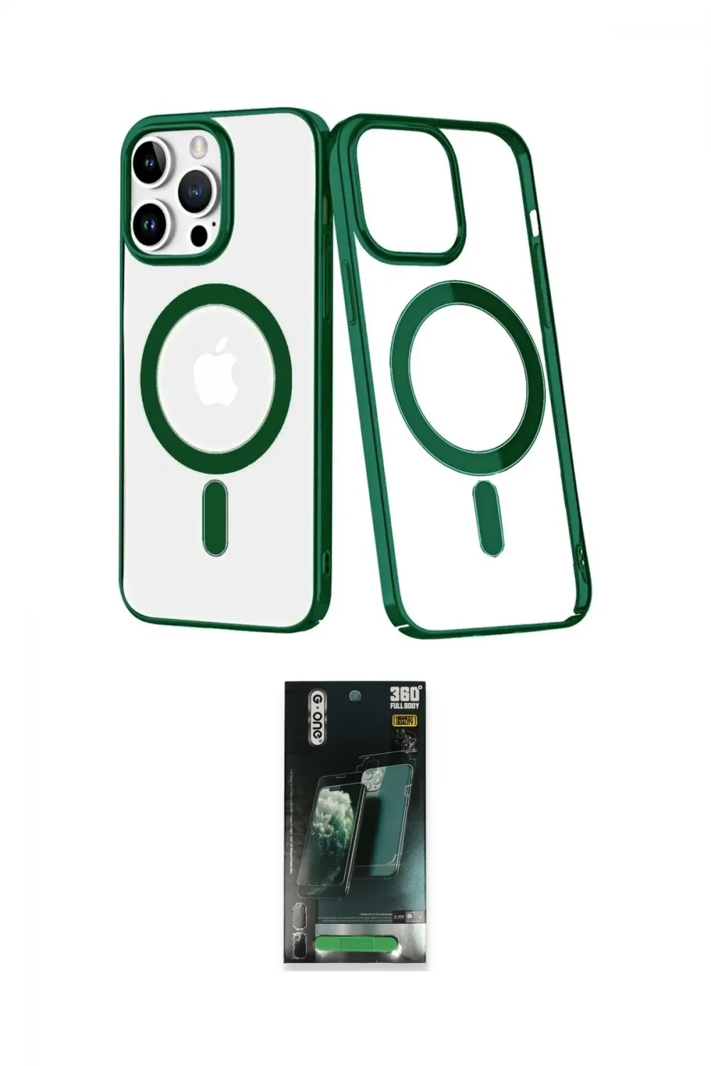 ieg™ iPhone 14 Pro Max Kılıf Yörünge Minimal - Şeffaf 360 Full Body Arka Koruyucu