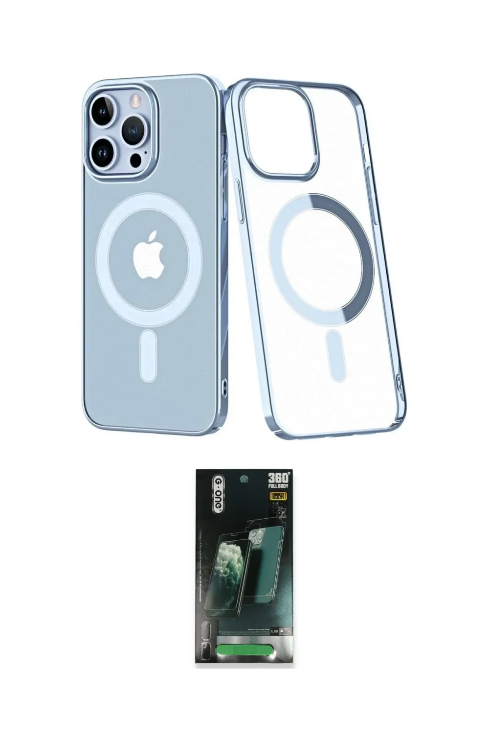 ieg™ iPhone 14 Pro Max Kılıf Yörünge Minimal - Şeffaf 360 Full Body Arka Koruyucu