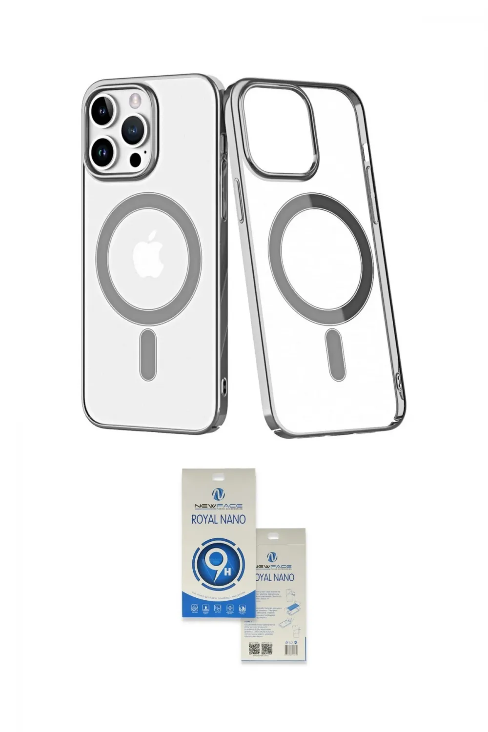 ieg™ iPhone 14 Pro Max Kılıf Yörünge Minimal - Şeffaf Royal Nano Ekran Koruyucu