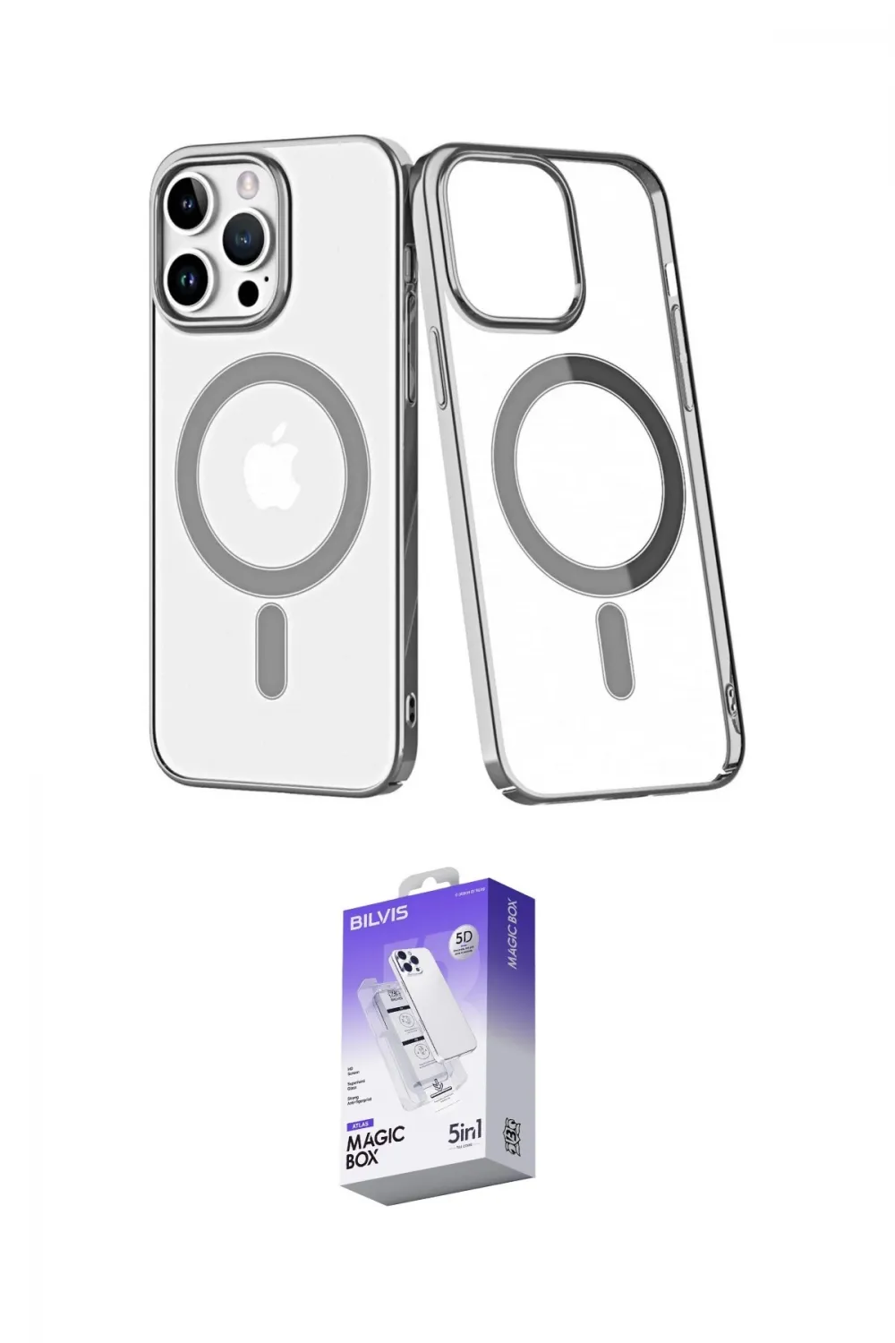 ieg™ iPhone 14 Pro Max Kılıf Yörünge Minimal - Siyah Bilvis 5in1 3D Magic Cam Ekran Koruyucu