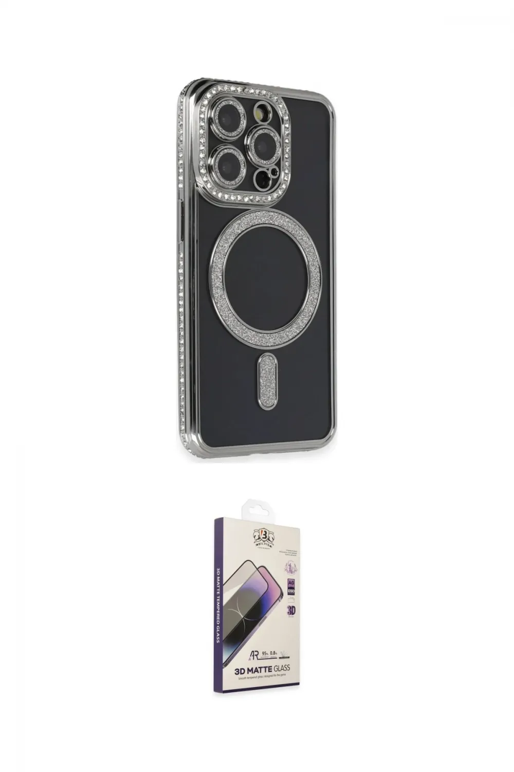 ieg™ iPhone 14 Pro Max Kılıf Zirve Doku Prime - Siyah Bilvis 3D Mat Cam Ekran Koruyucu