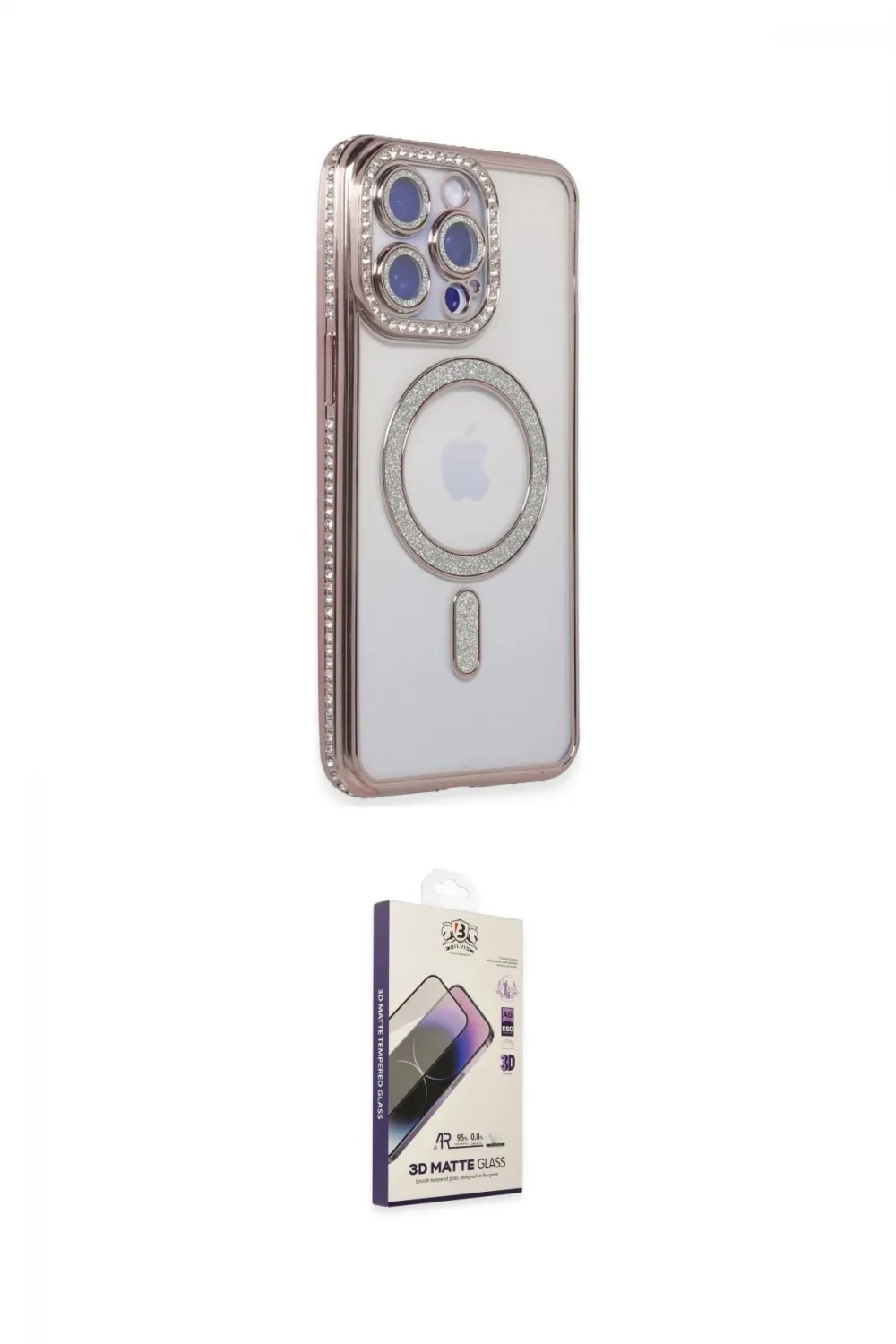 ieg™ iPhone 14 Pro Max Kılıf Zirve Doku Prime - Siyah Bilvis 3D Mat Cam Ekran Koruyucu