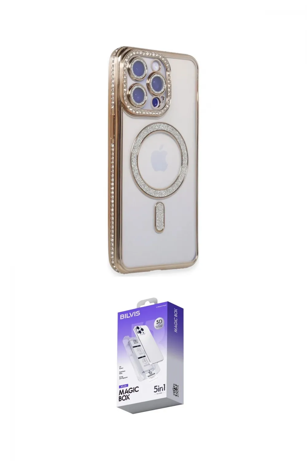 ieg™ iPhone 14 Pro Max Kılıf Zirve Doku Prime - Siyah Bilvis 5in1 3D Magic Cam Ekran Koruyucu