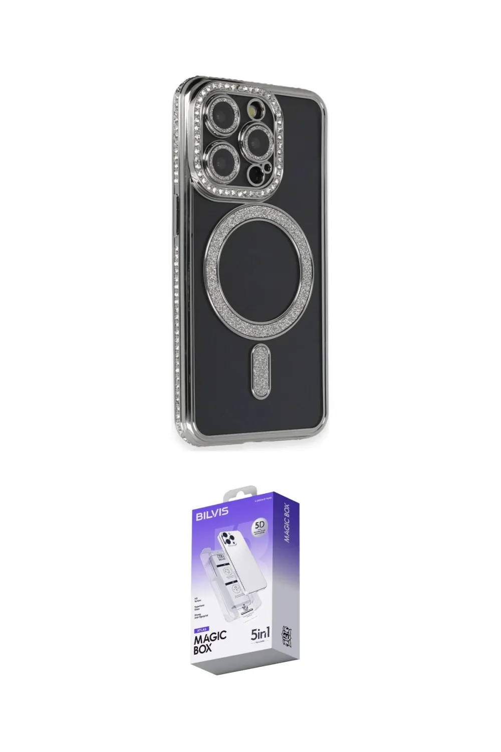 ieg™ iPhone 14 Pro Max Kılıf Zirve Doku Prime - Siyah Bilvis 5in1 3D Magic Cam Ekran Koruyucu
