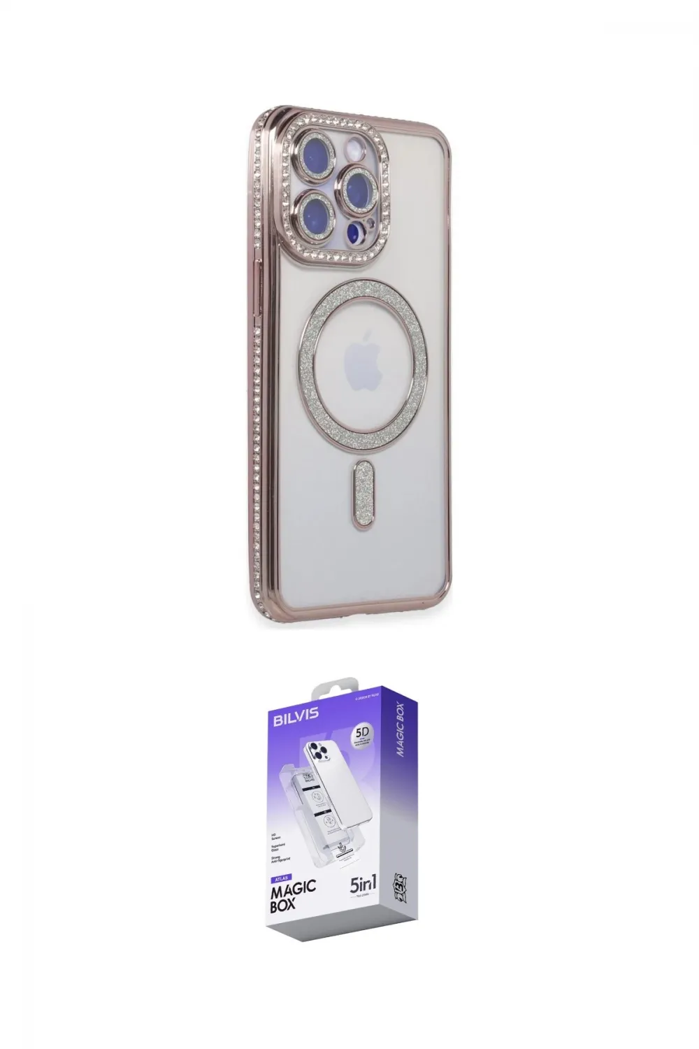 ieg™ iPhone 14 Pro Max Kılıf Zirve Doku Prime - Siyah Bilvis 5in1 3D Magic Cam Ekran Koruyucu