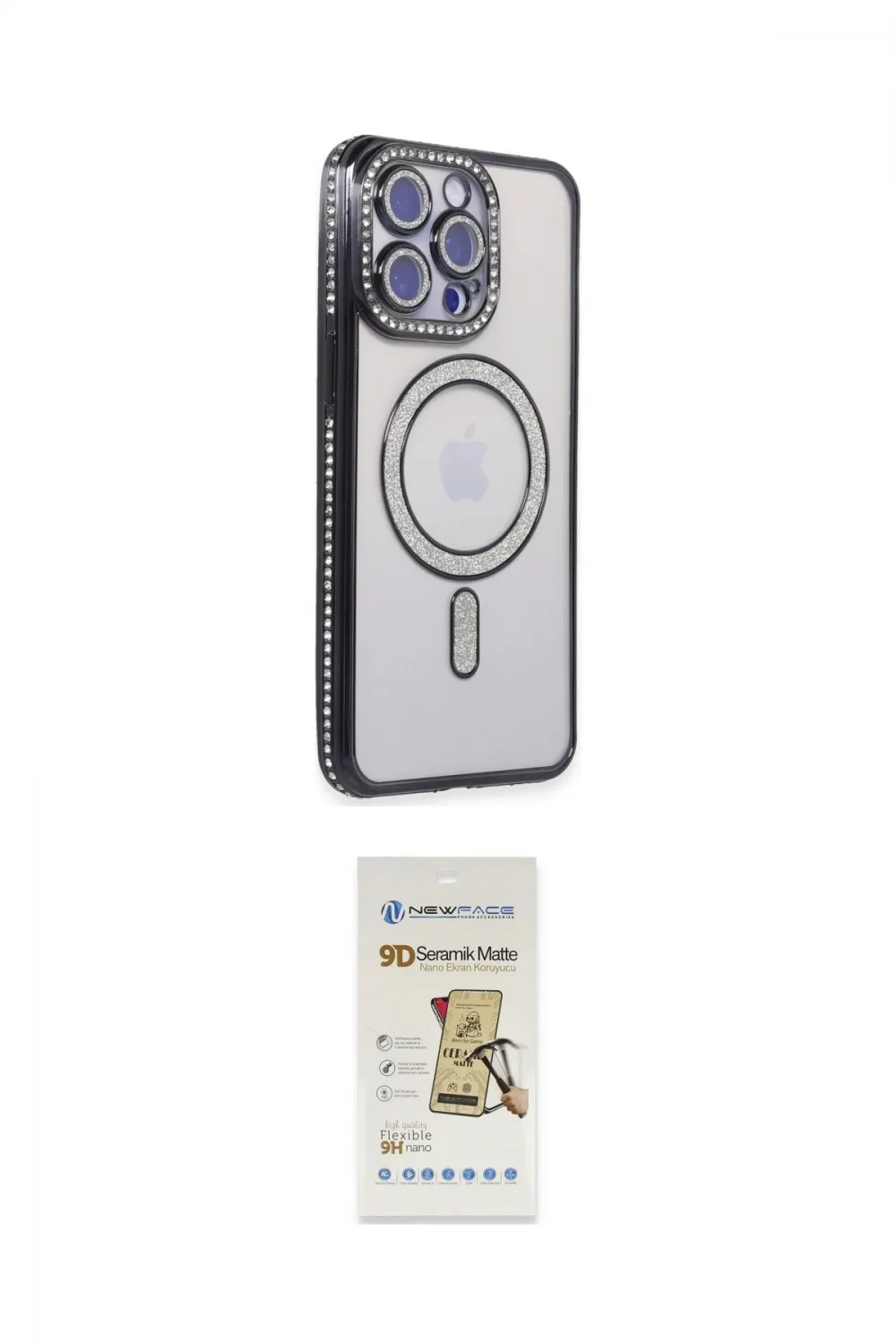 ieg™ iPhone 14 Pro Max Kılıf Zirve Doku Prime - Siyah Mat Seramik Nano Ekran Koruyucu
