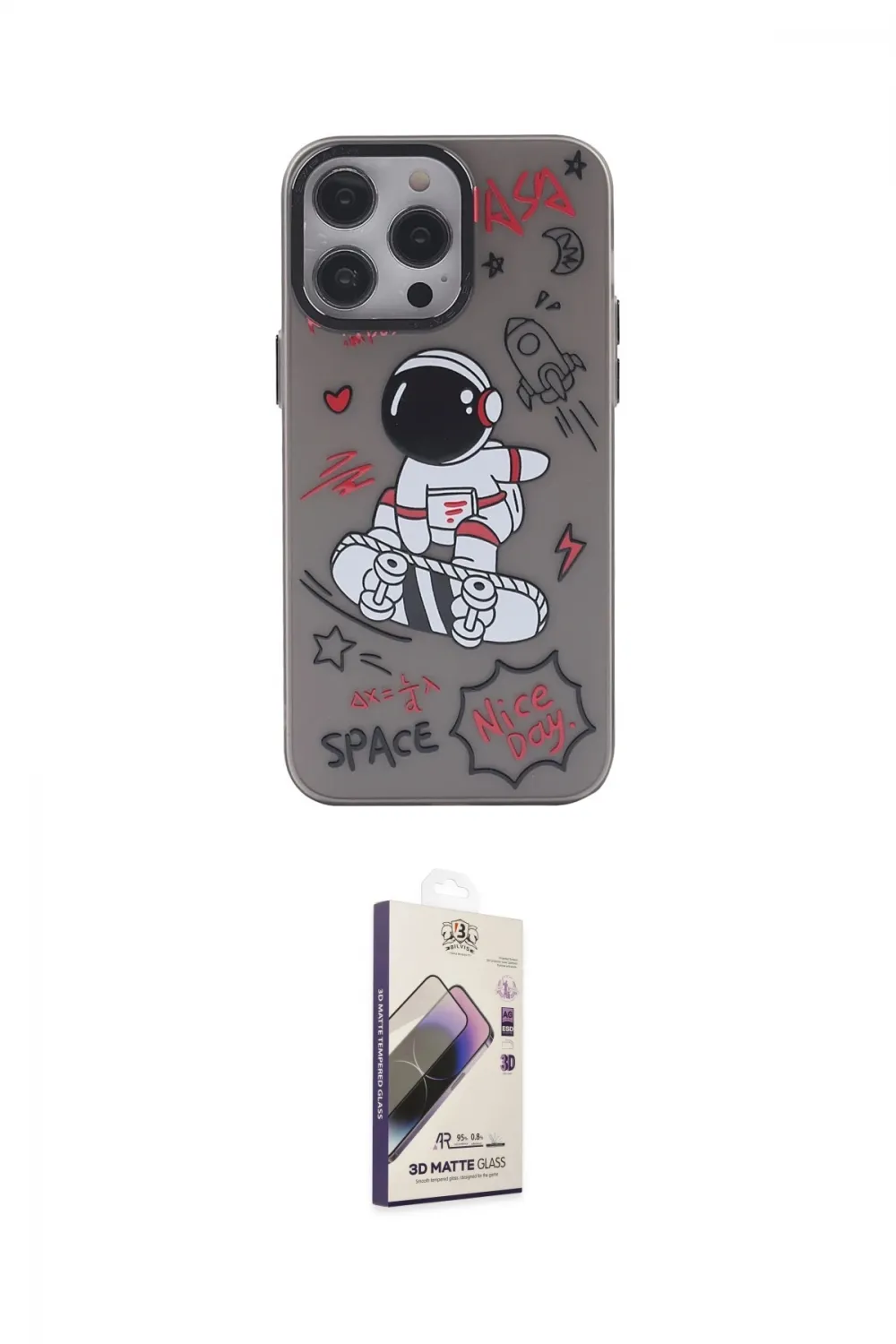 ieg™ iPhone 14 Pro Max Kılıf Zirve Form Özel Seri - Siyah Bilvis 3D Mat Cam Ekran Koruyucu