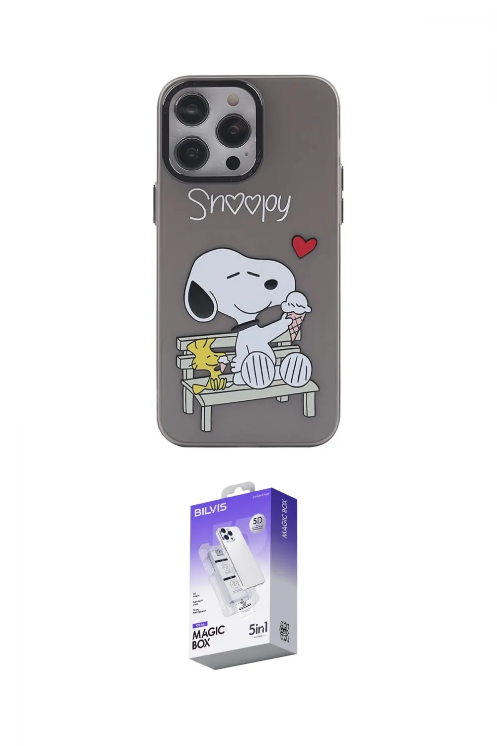 ieg™ iPhone 14 Pro Max Kılıf Zirve Form Özel Seri - Siyah Bilvis 5in1 3D Magic Cam Ekran Koruyucu