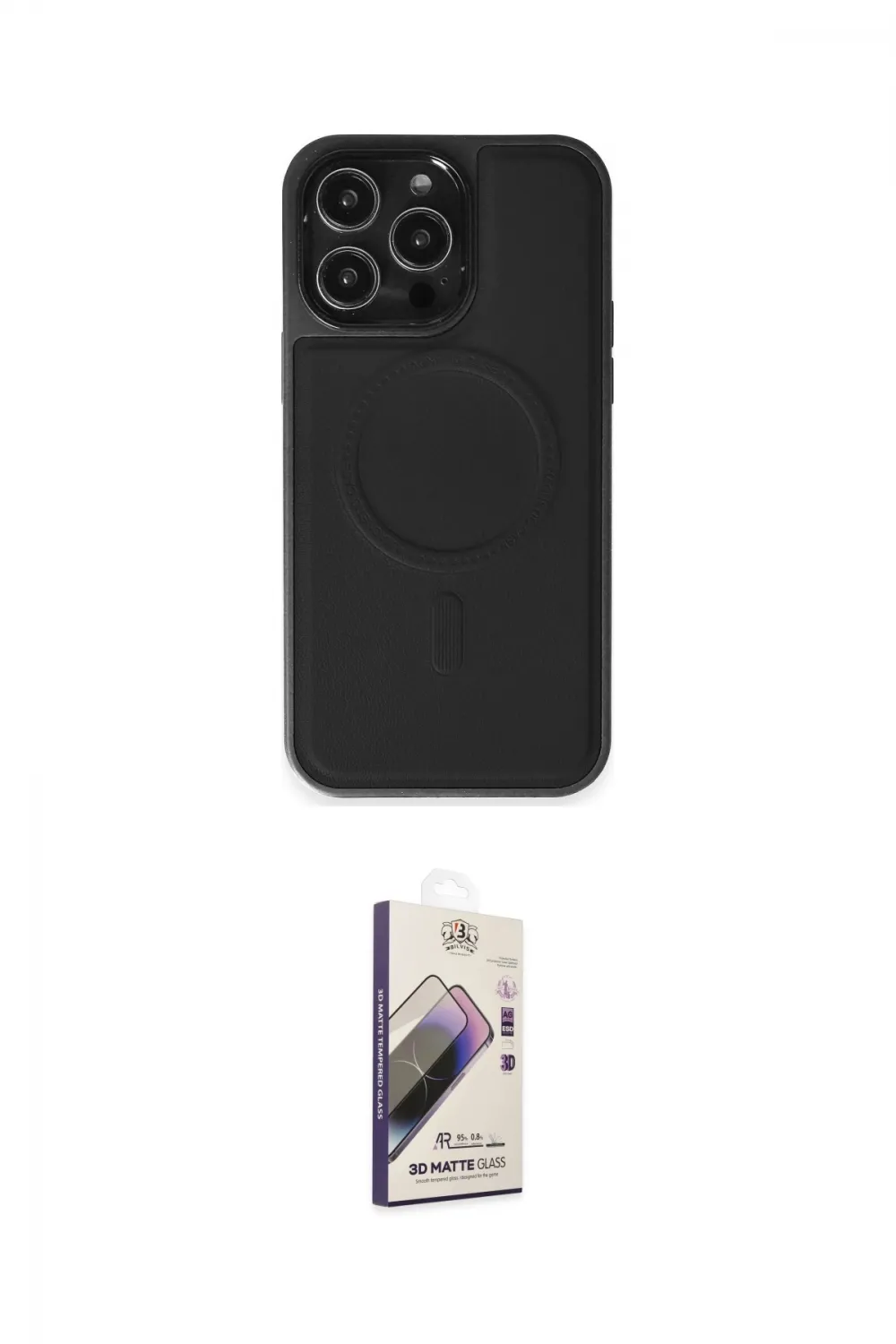 ieg™ iPhone 14 Pro Max Kılıf Zirve Işık Serisi - Siyah Bilvis 3D Mat Cam Ekran Koruyucu