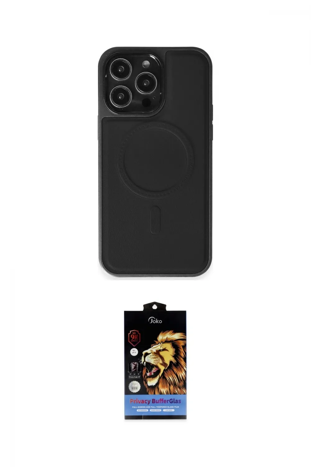 ieg™ iPhone 14 Pro Max Kılıf Zirve Işık Serisi - Siyah Buffer Hayalet Cam Ekran Koruyucu
