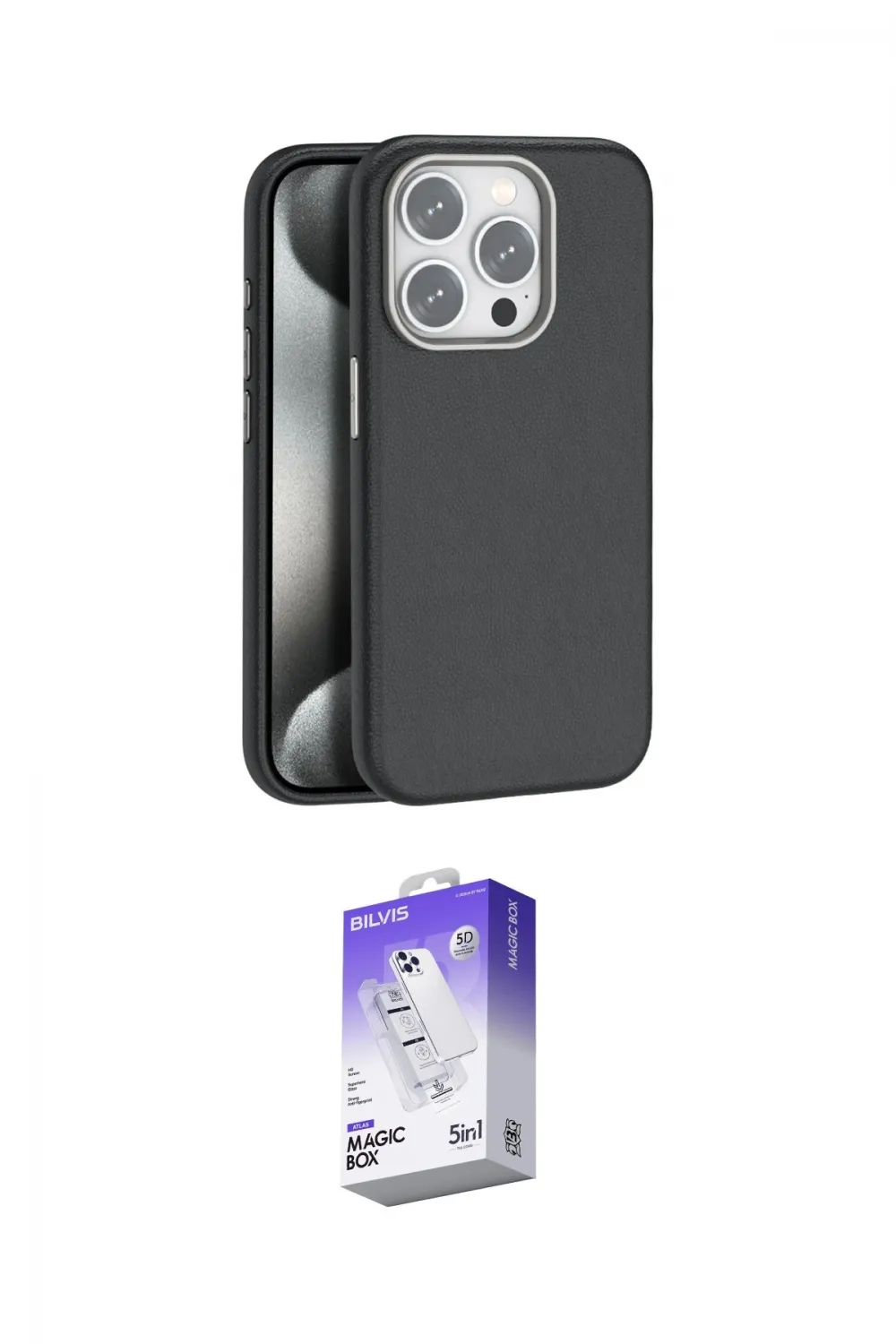 ieg™ iPhone 14 Pro Max Kılıf Zirve Modern Prime - Siyah Bilvis 5in1 3D Magic Cam Ekran Koruyucu
